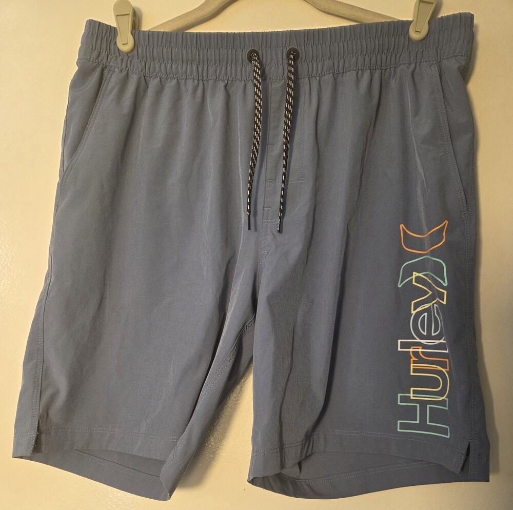 Hurley Volley Swim Shorts 4-Way Stretch Athletic Shorts Liner Size L Gray